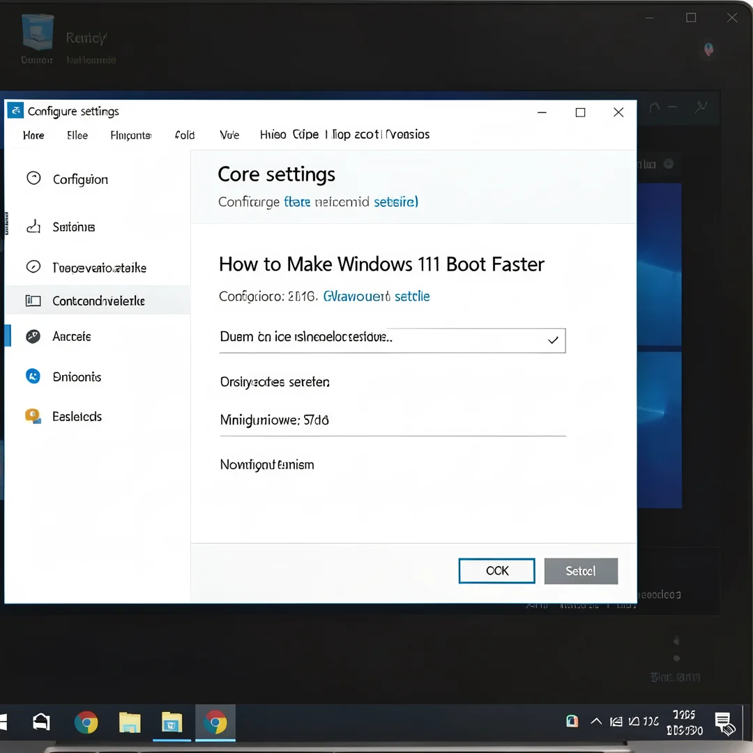 Step 3: Technical tutorial screenshot: Configure core settings for How to Make Windows 11 Boot Faster, compu