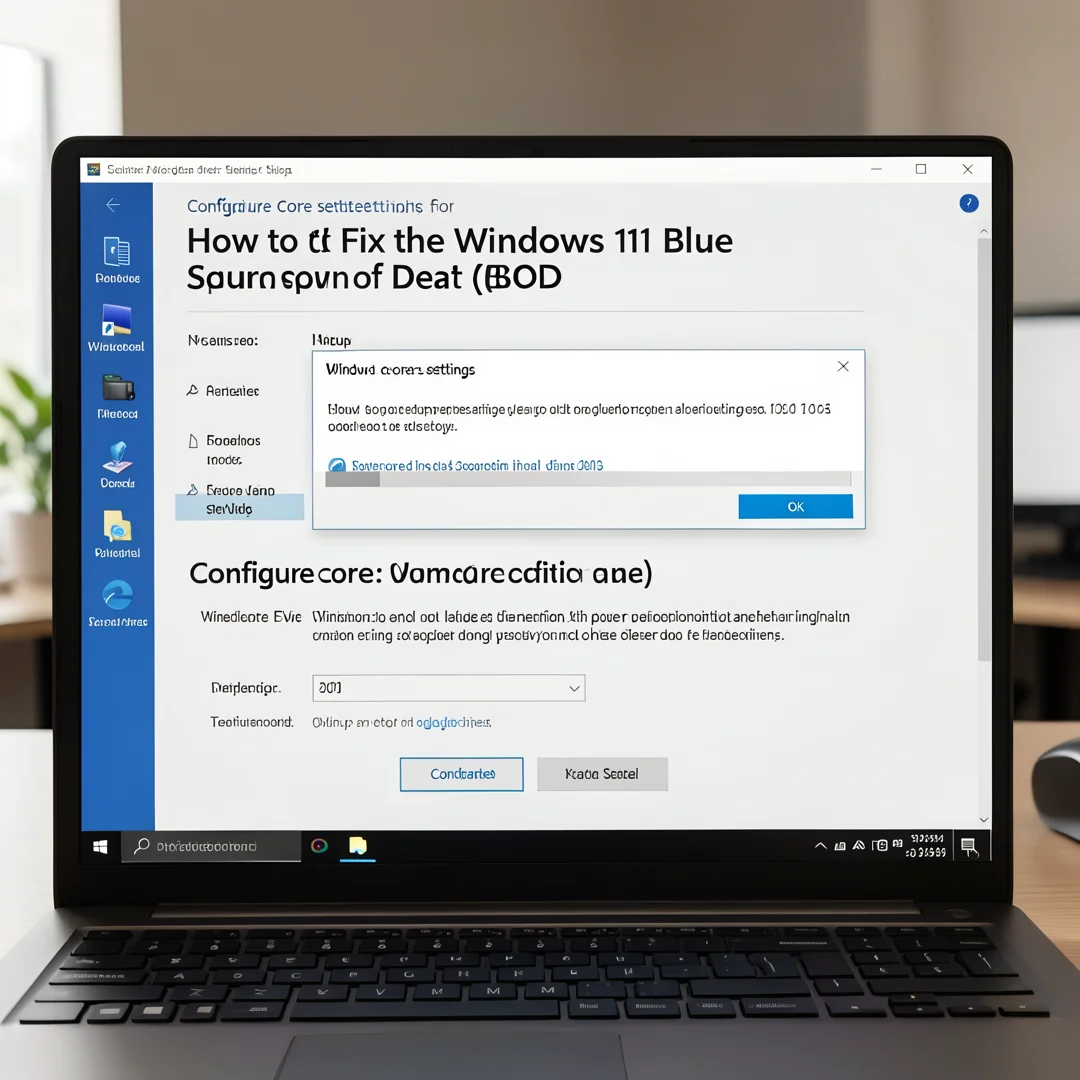 Step 3: Technical tutorial screenshot: Configure core settings for How to Fix the Windows 11 Blue Screen of 