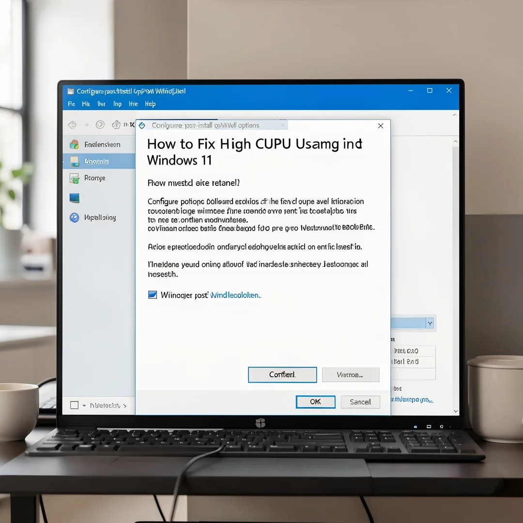 Step 6: Technical tutorial screenshot: Configure post-install options for How to Fix High CPU Usage in Windo