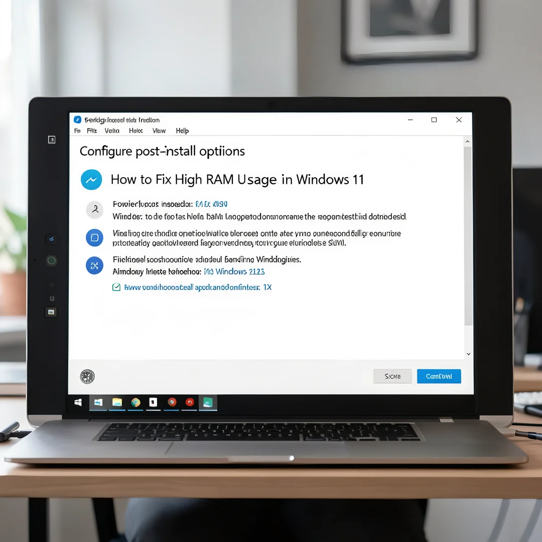 Step 6: Technical tutorial screenshot: Configure post-install options for How to Fix High RAM Usage in Windo